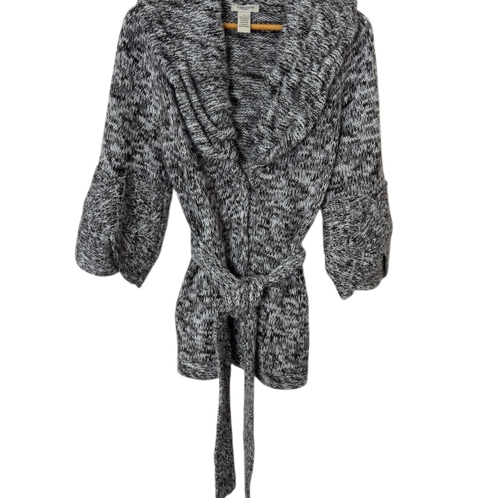 Vertigo Paris Brown and White Cardigan Wrapped Knot Sweater Large - Picture 1 of 7